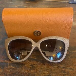 Tory Birch Linda Farrow luxe snake skin Leather sunglasses